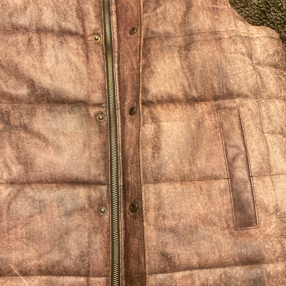 Rare only one on internet-Men’s Puffer Brown Leather Vest with hood Al Safwan - Picture 2 of 10